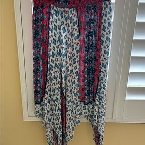 Aerie Asymmetrical Skirt in Red, Blue, and White